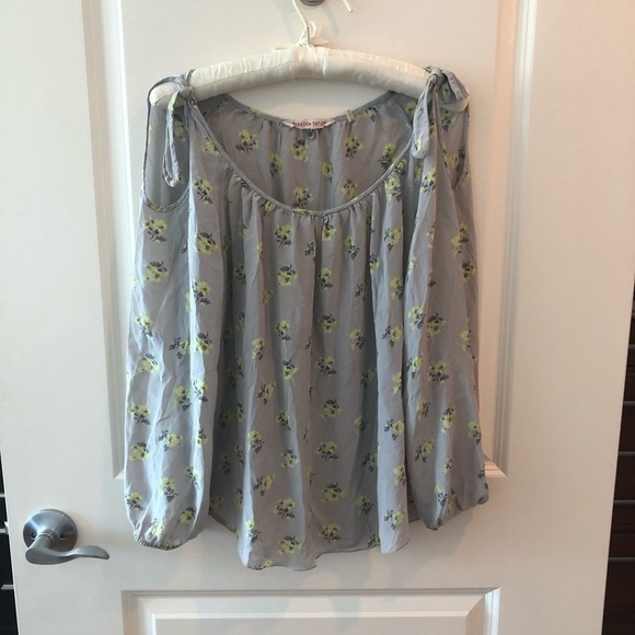 Rebecca Taylor Grey With Floral Print Blouse - Picture 1 of 14